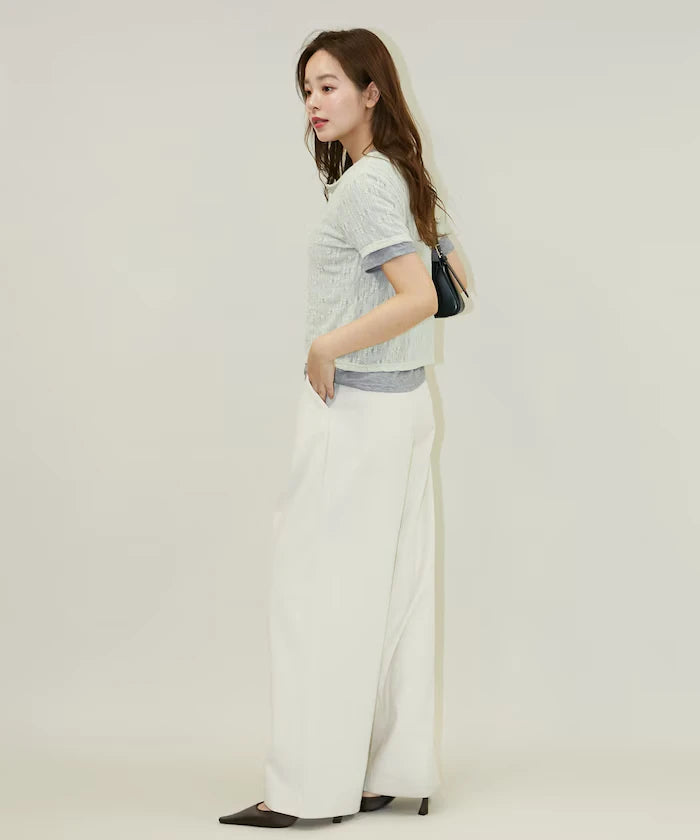 <Set Item> Cut x Jacquard Henry Neck T-Shirt Limited Edition