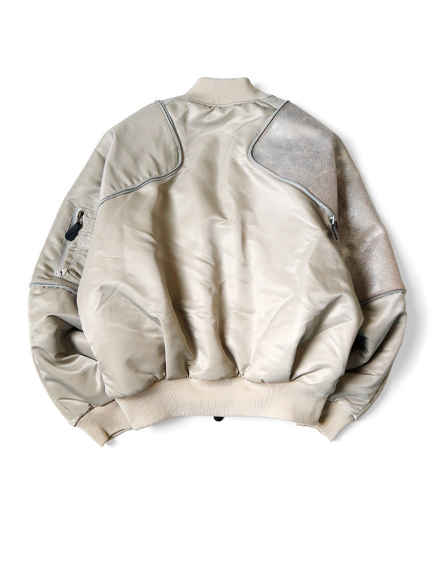 MA-1 Nylon x Crack Leather Sham Bomber JKT