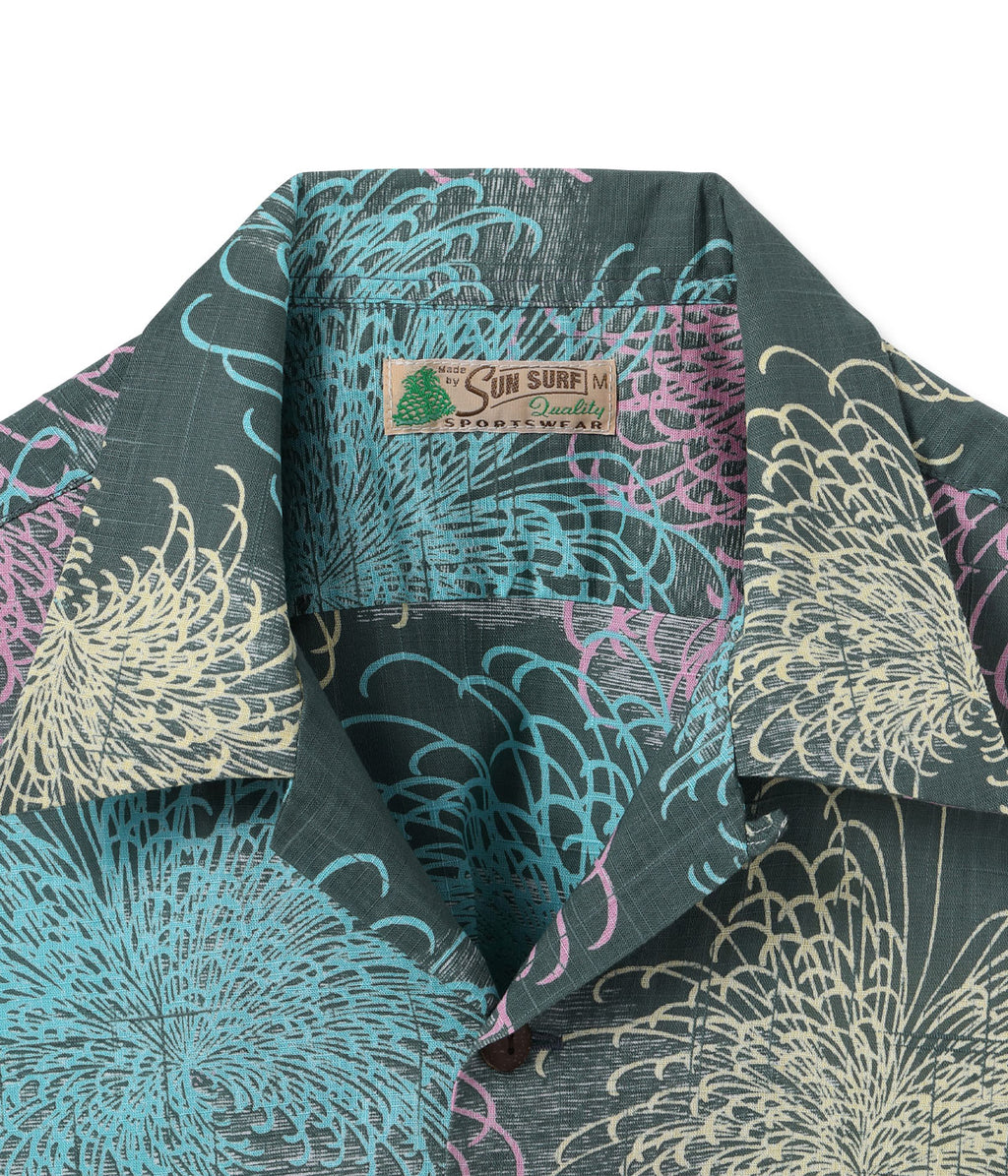 Cotton Linen Slubyarn Hawaiian Shirt 'Chrysanthemum'