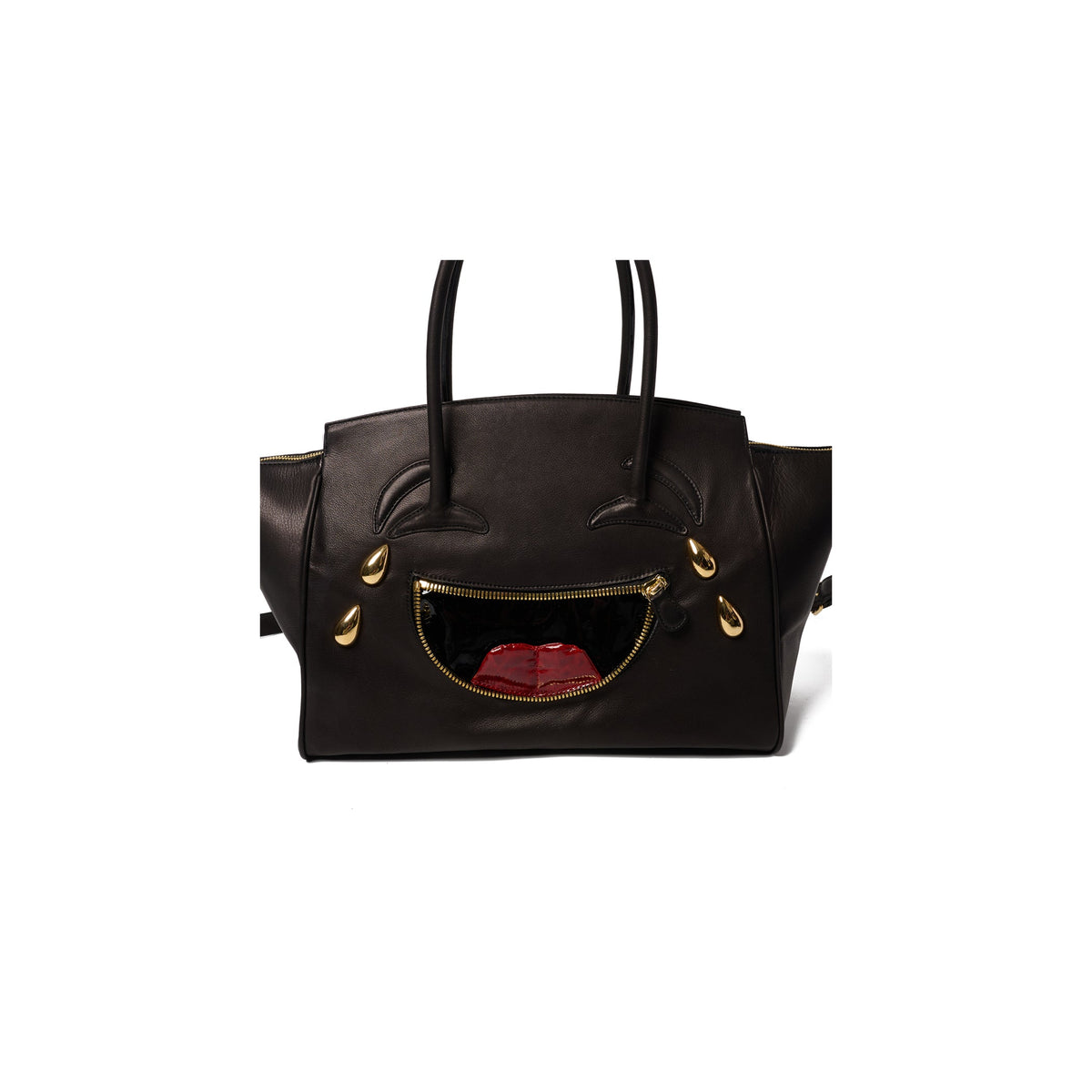 LAUGHING EMOJI LEATHER BAG : BLACK