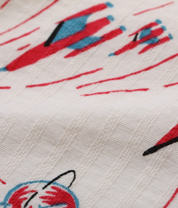 DOBBY COTTON OPEN SHIRT “SPACE SHIP