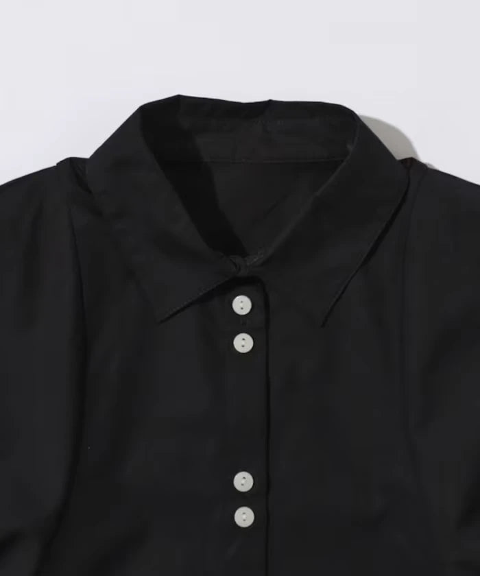 Switching Design Balloon Sleeve Shirt / 5-Minute Sleeve Blouse [Limited Edition]
