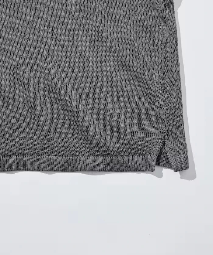 Sheer Knit Polo Shirt & Cotton T-Shirt Layered Set