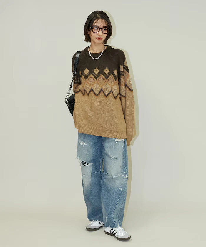 Jacquard Mohair Touch Knit Pullover Limited Edition