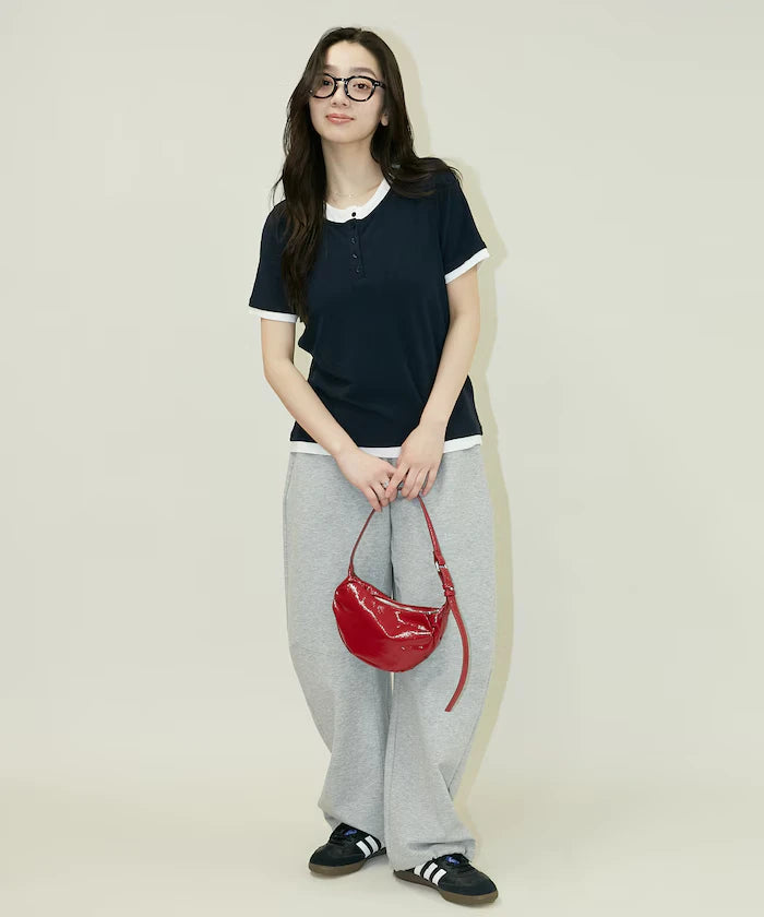 Layered-style Henley Neck T-shirt Limited Edition