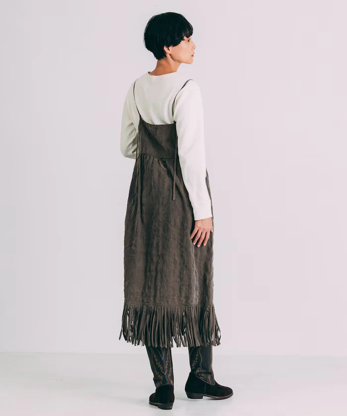 Fade-Processed Fringe Mini Dress