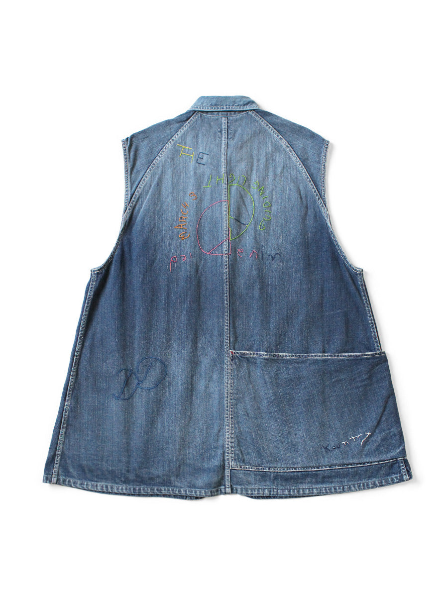 12oz Denim Sleeveless Gilet Coverall (Memory...