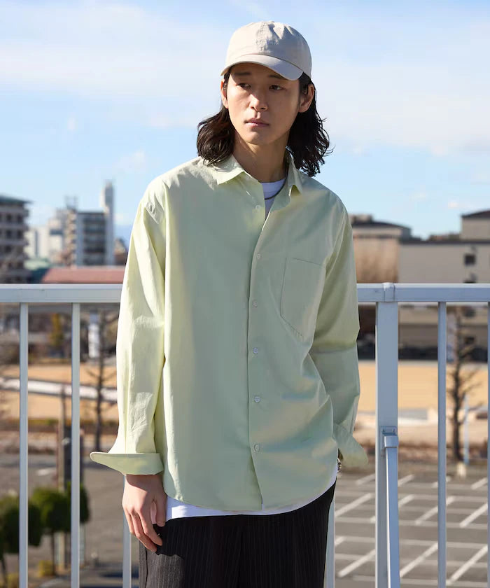 Nuance Color Oversized Regular Collar Long Sleeve Shirt