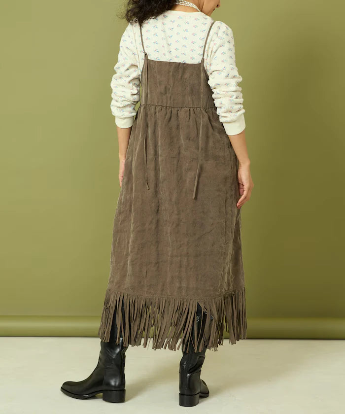 Fade-Processed Fringe Mini Dress