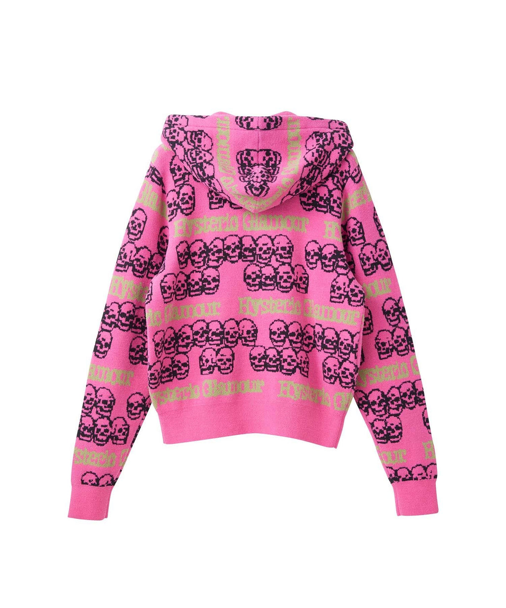 SKULL STRIPE Pattern Jacquard Parka