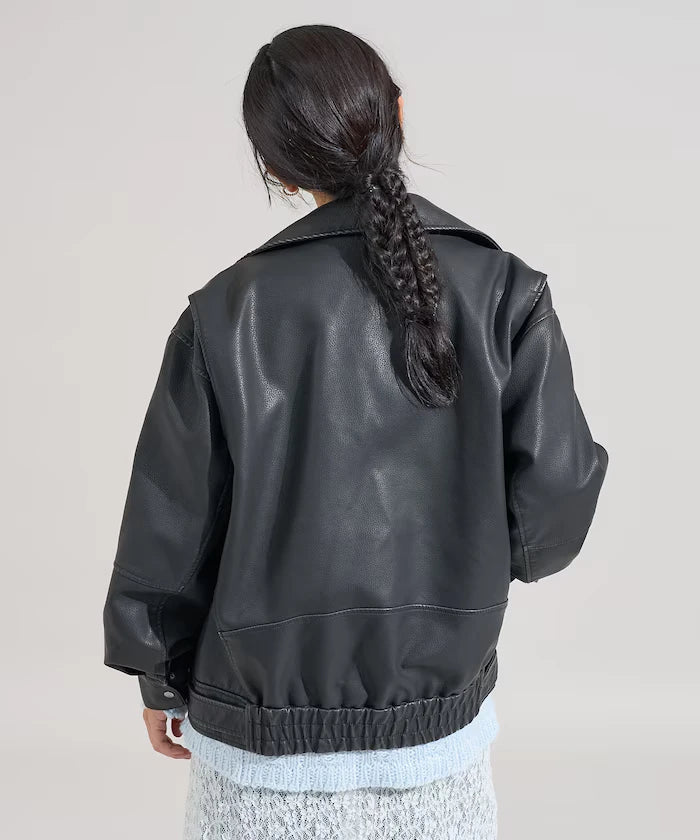 Vintage-Like Leather Double Riders Jacket