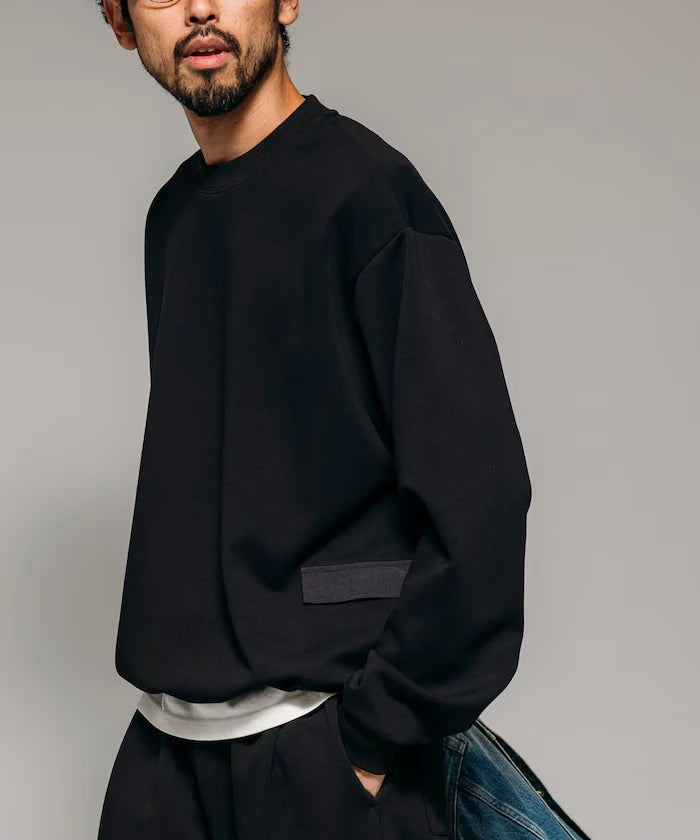 <New Color Added> Side Pocket Spindle Cardboard Crew Neck Sweatshirt