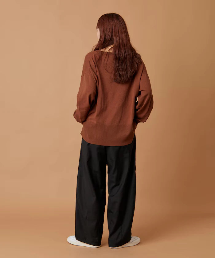 Wide Silhouette Barrel Leg Slacks Pants