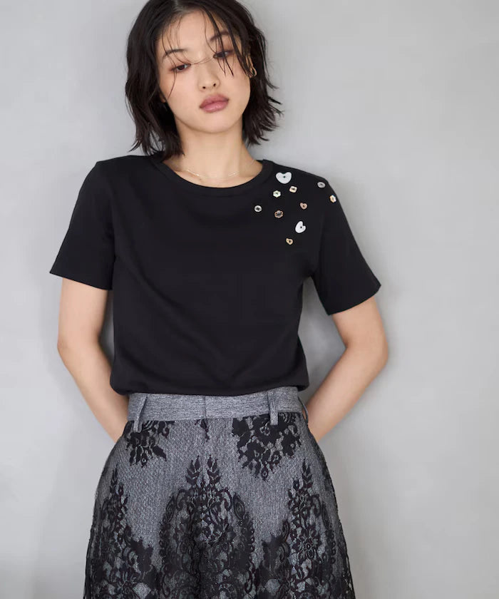 Many Button Cotton Modal Short Sleeve T-Shirt