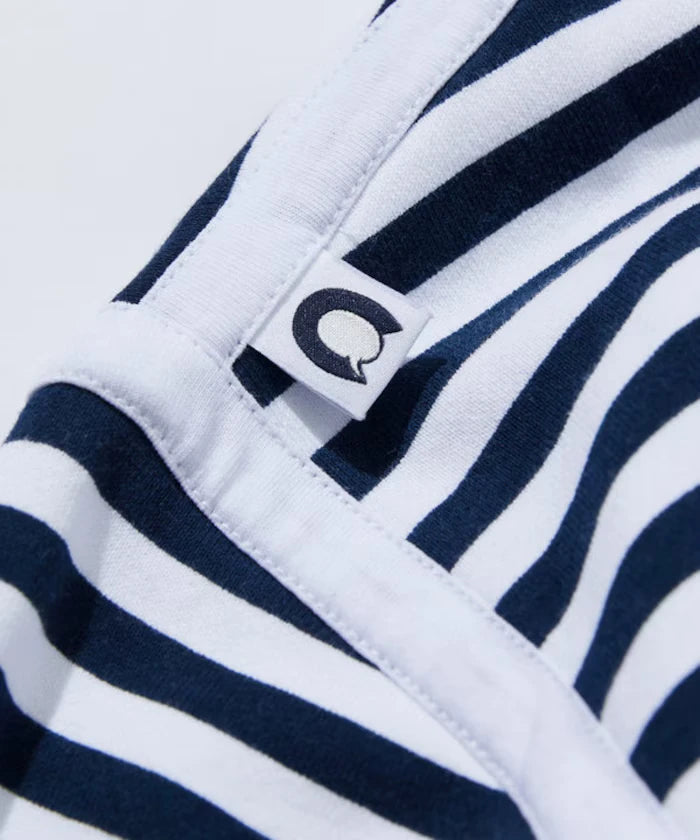 Boat Neck Horizontal Stripe french terry Long Sleeve Tee