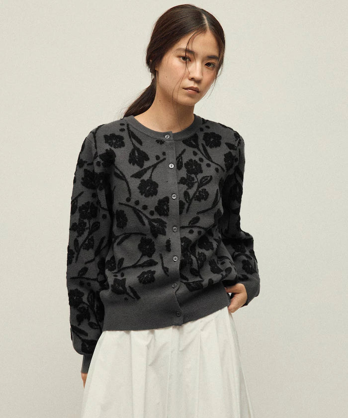 Flower Jacquard Knit Cardigan