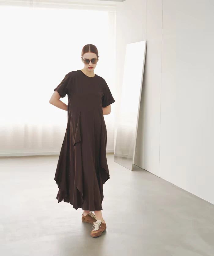 Organic Cotton Draped Flare Dress