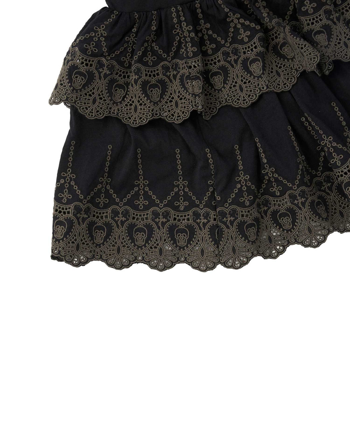 SKULL LACE Scalloped Embroidery Skirt