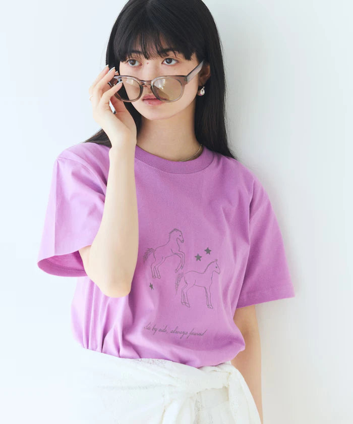 Comfortable Horse Print Crew Neck T-Shirt