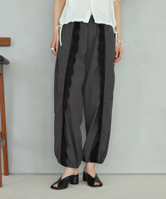 Nylon Lace Easy Wide Pants