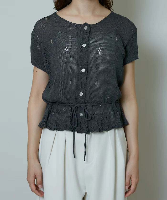 Linen Touch Eyelet Knit Cardigan Limited Edition