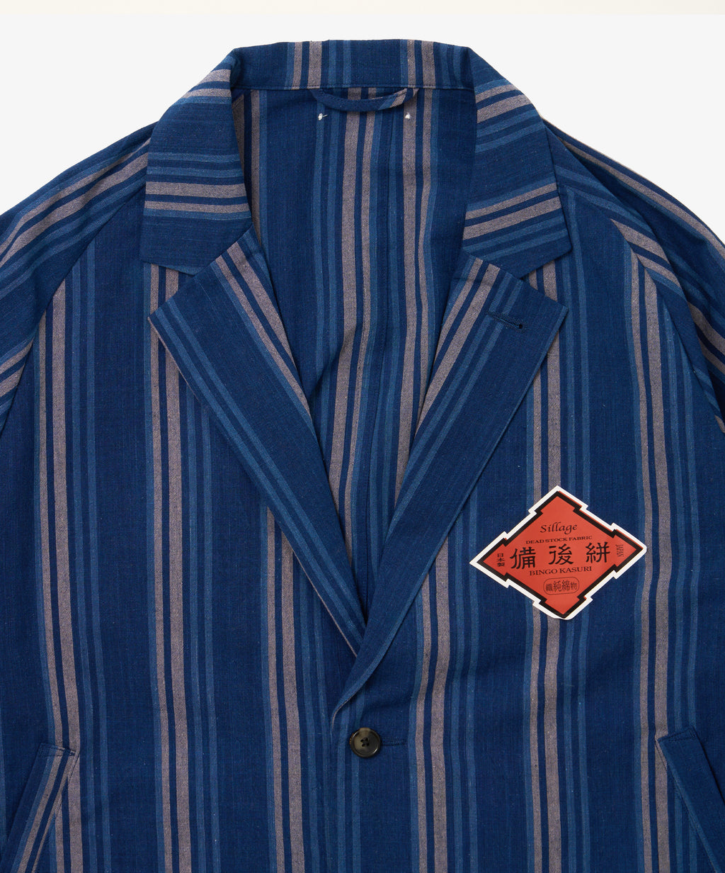 bingo kasuri veste two button navy stripe