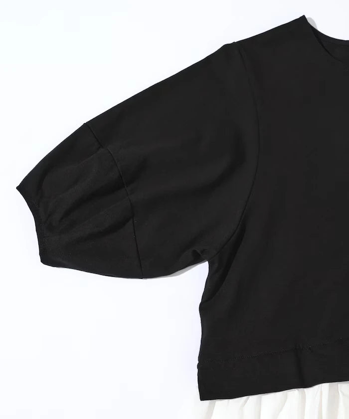 Organic Cotton Peplum Switch Top / 5-minute Sleeve T-Shirt