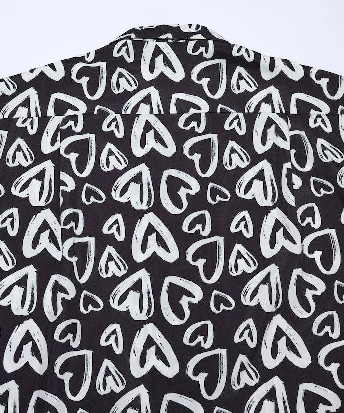 Open Collar Pattern Short Sleeve Shirt