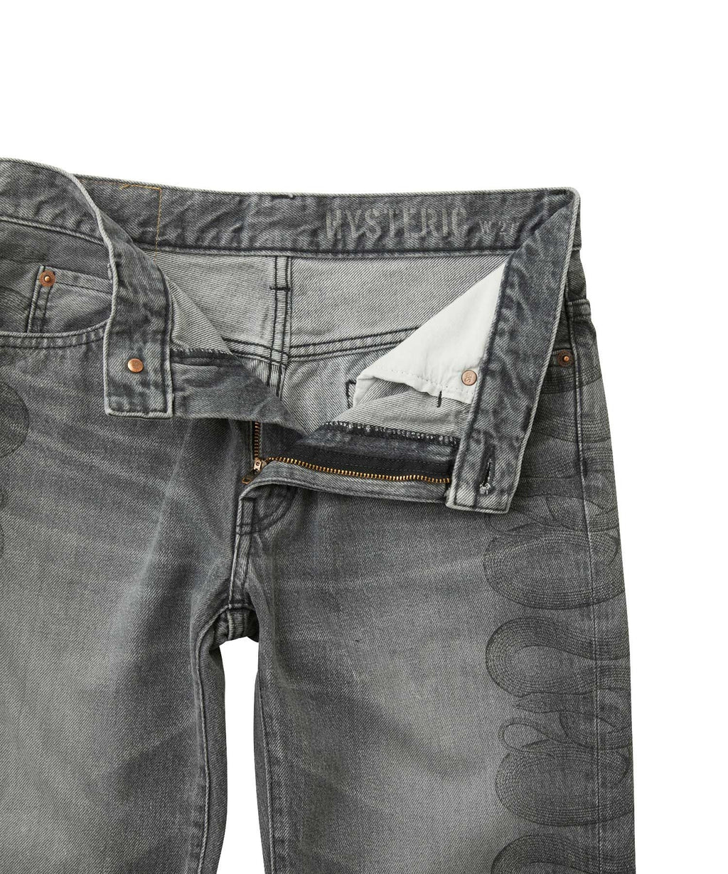 Snake Loop 8 Length Crushed Denim Pants