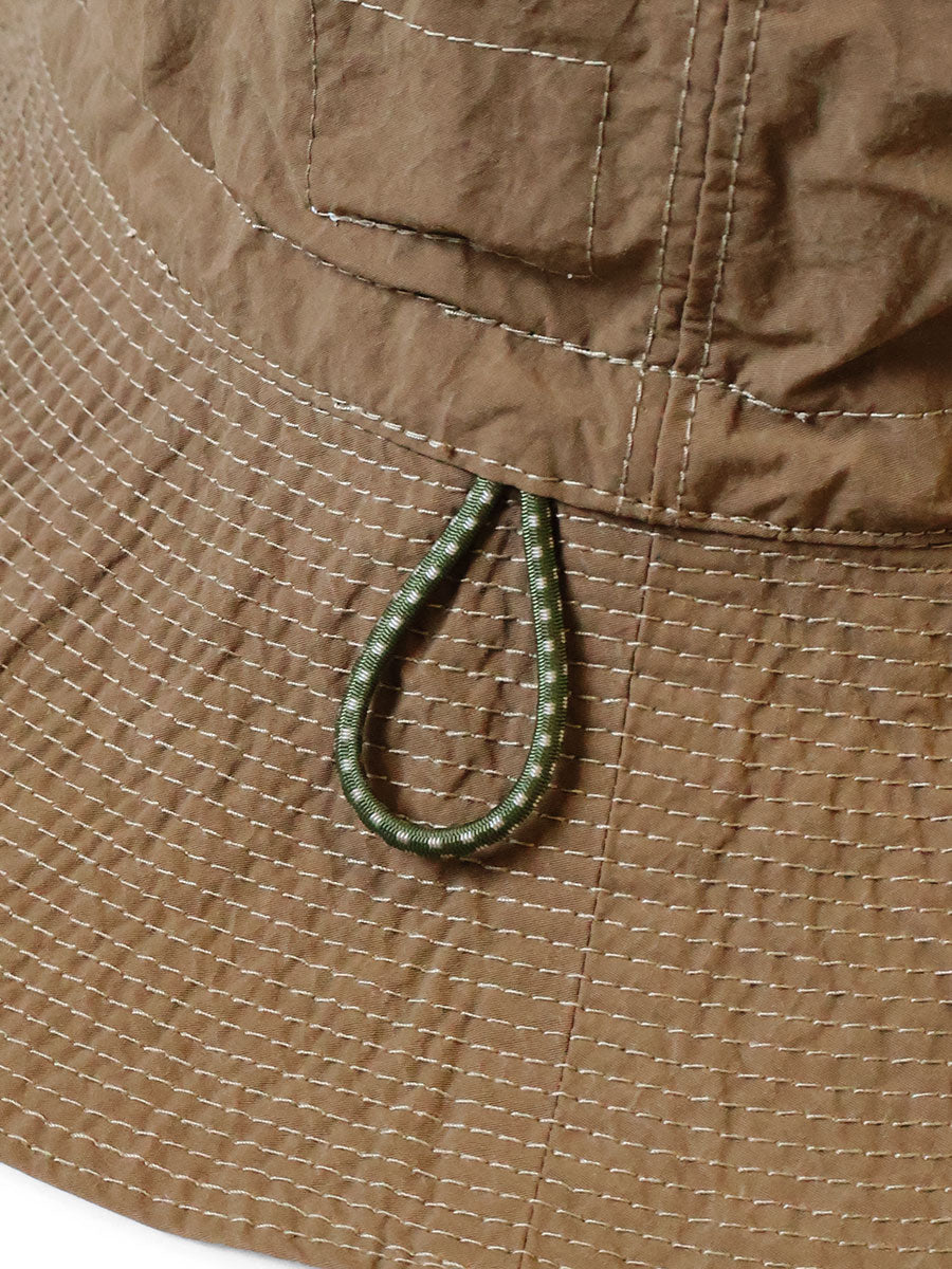 Nylon KONBU processed Pork Pie CAMP-HAT (long brim)