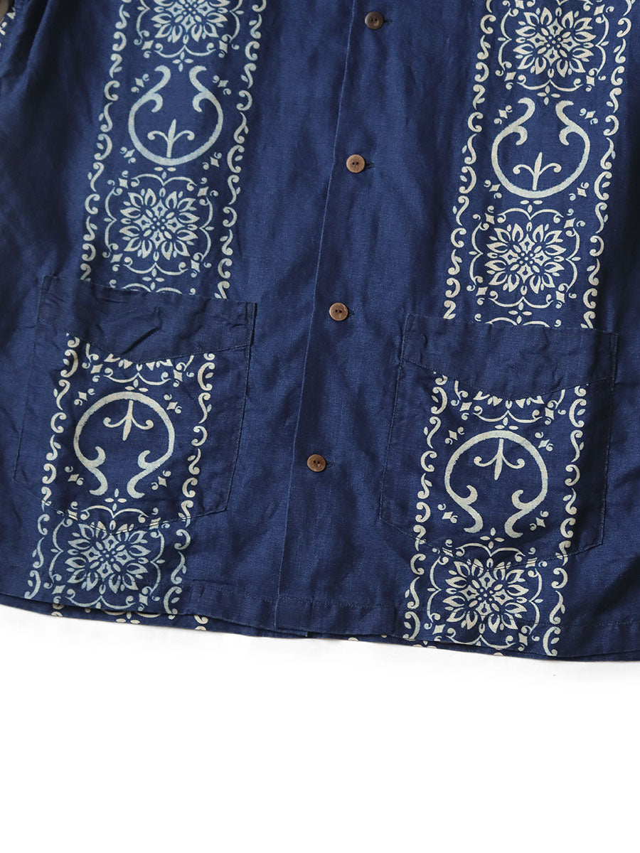 French Cross Linen Havana Banana Pattern Rangleka...