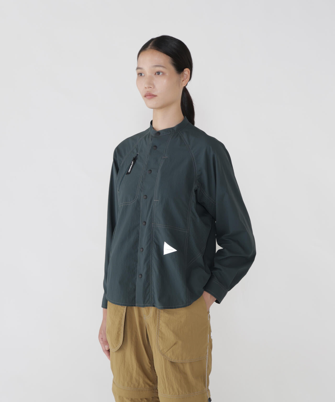 stretch rip band collar shirt