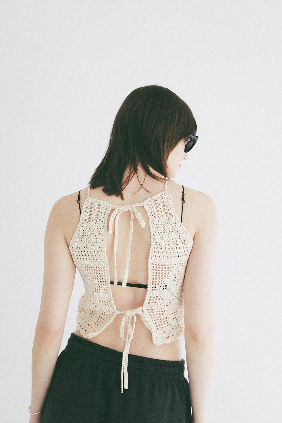 CROCHET CAMI KNIT TOPS