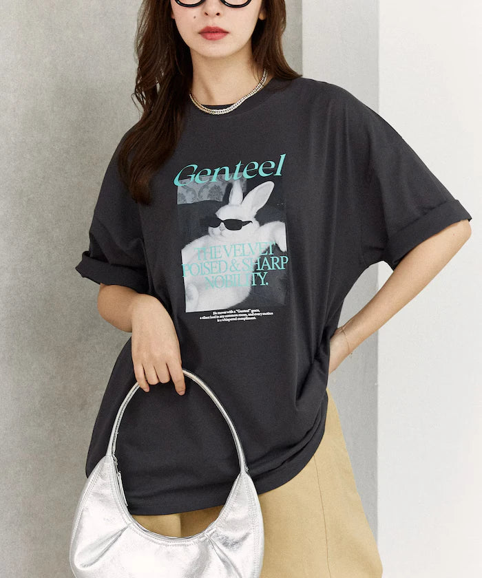 <Functional Material> Genteel Rabbit Print T-Shirt Limited Edition