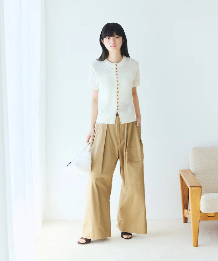 Wood Button Boucle Cardigan