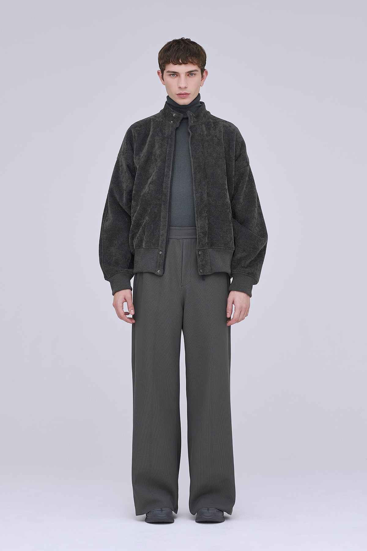 MILAN RIB VELVET STAND-UP COLLAR ZIP BLOUSON