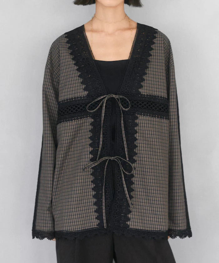 Lace Panel V-Neck Shirt