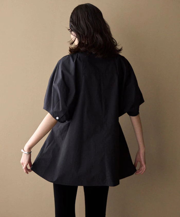 Switching Design Balloon Sleeve Shirt / 5-Minute Sleeve Blouse [Limited Edition]