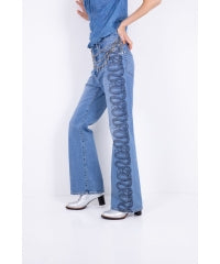Snake Loop Denim Flare Pants