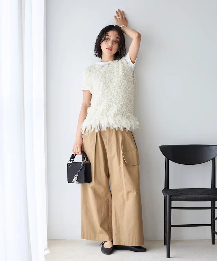 2WAY Fringe Hem Knit Vest