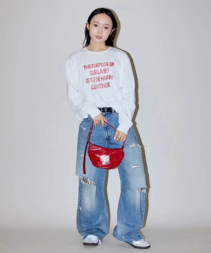 Box Logo Bead Embroidery Big Silhouette Long Sleeve T-Shirt Limited Edition