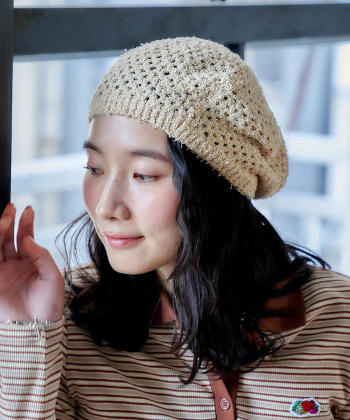 Lace Knit Beret Hat
