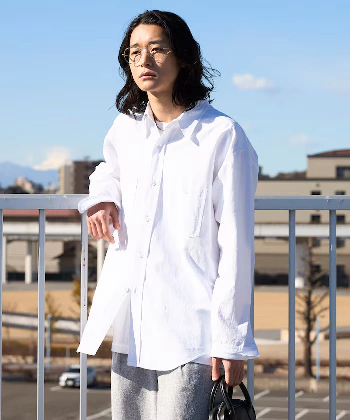 Oversized Classic Regular Collar Chambray Shirt Long Sleeve