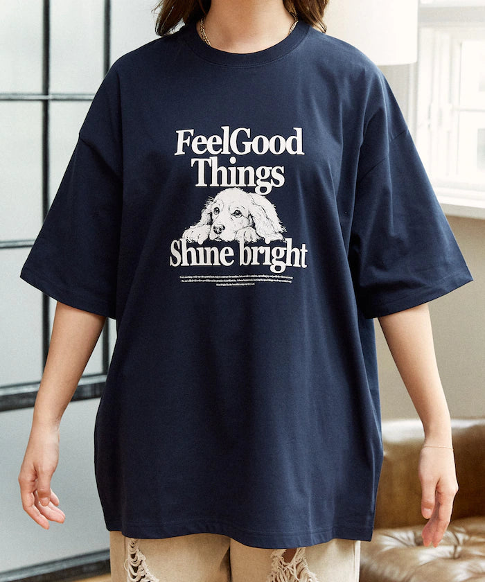<Functional Material> Shime Bright Dog Print T-shirt Limited Edition