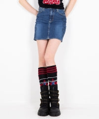 Snake Loop Tight Denim Skirt