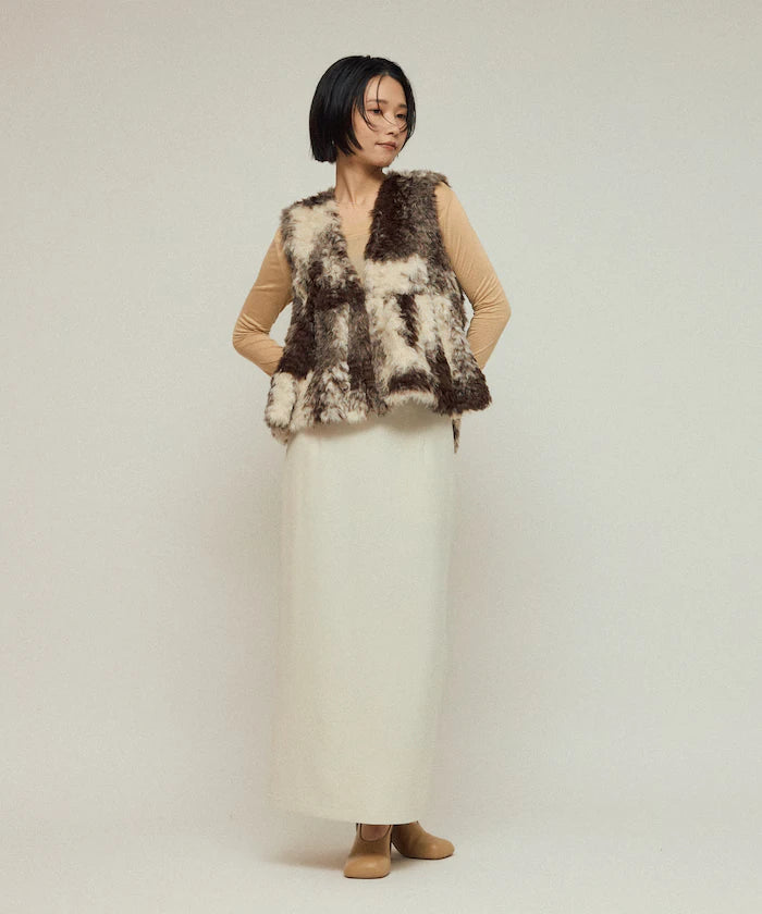 Peplum Silhouette Cow Print Fake Fur Vest