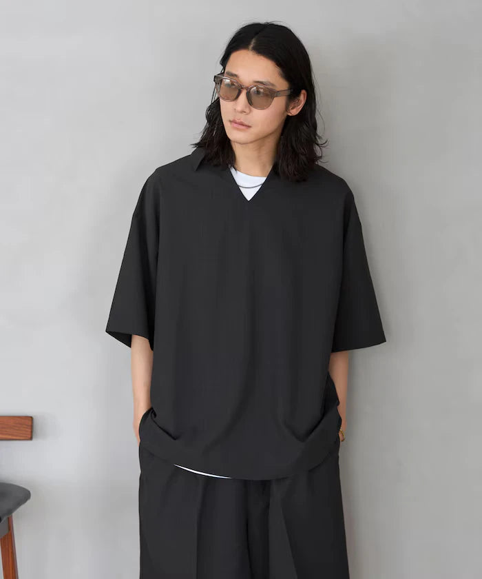 Functional Fabric Pullover Short Sleeve Shirt Set 3-piece Set / Washable / UV Cut / Quick Dry / Cool Touch