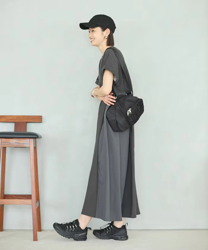 Organic Cotton Mixed Material Docking Gather Dress