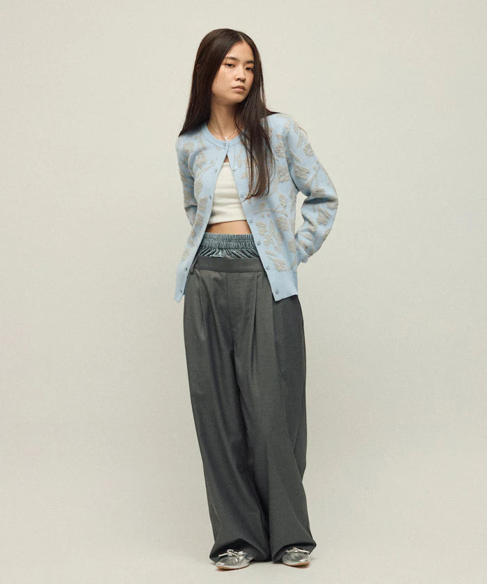 Flower Jacquard Knit Cardigan