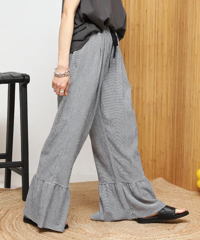 Wide Silhouette Tiered Check Easy Pants [Limited Edition]